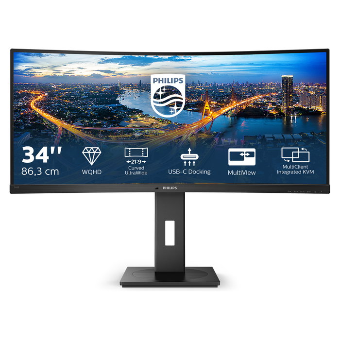 Philips B Line 346B1C/00 Monitor Curvo 34 pulg WQHD USB-C KVM Negro