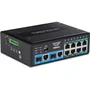 TRENDnet TI-BG104 Switch No Administrado Industrial 10 Puertos Gigabit Ethernet (10/100/1000) con 8 Puertos PoE++/PoE+ (360W), Montaje DIN-Rail, Carcasa Metal IP30, Negro