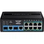TRENDnet TI-BG104 Switch No Administrado Industrial 10 Puertos Gigabit Ethernet (10/100/1000) con 8 Puertos PoE++/PoE+ (360W), Montaje DIN-Rail, Carcasa Metal IP30, Negro