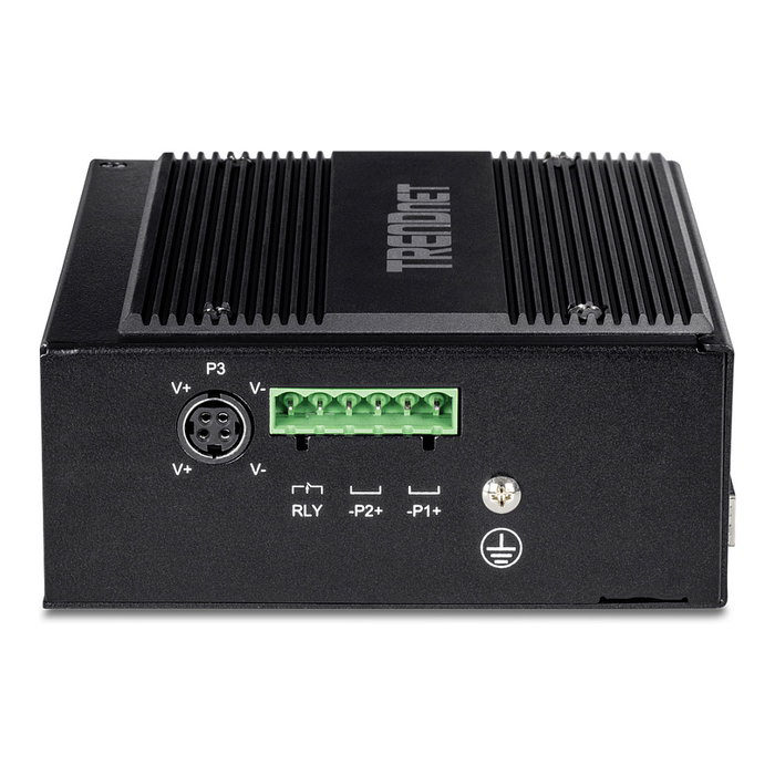 TRENDnet TI-BG104 Switch Industrial con Montaje en Carril DIN, 10 Puertos Gigabit PoE++ (4 puertos), No Administrado, Negro, 20 Gbit/s, IP30