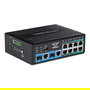 TRENDnet TI-BG104 Switch Industrial con Montaje en Carril DIN, 10 Puertos Gigabit PoE++ (4 puertos), No Administrado, Negro, 20 Gbit/s, IP30