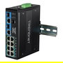 TRENDnet TI-BG104 Switch Industrial con Montaje en Carril DIN, 10 Puertos Gigabit PoE++ (4 puertos), No Administrado, Negro, 20 Gbit/s, IP30