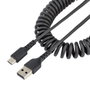 Startech USB-A a USB-C Cable de Carga Enrollado 50cm (20in) Negro