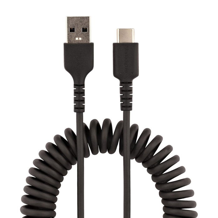 Startech USB-A a USB-C Cable de Carga Enrollado 50cm (20in) Negro