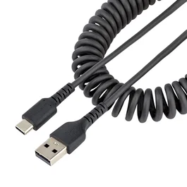StarTech.com R2ACC-50C-USB-CABLE Cable USB 2.0 A a C rizado, 50cm, Negro, Reforzado con fibra de aramida, soporta carga rápida de 3A