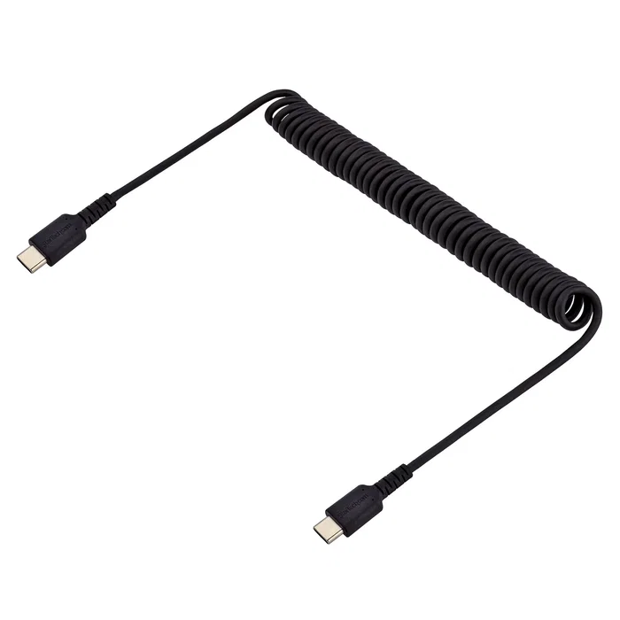 StarTech R2CCC-1M-USB-CABLE Cable USB C rizado reforzado con aramida 1m USB 2.0 USB-C a USB-A para carga rápida 3A, color negro
