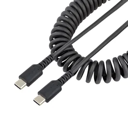 StarTech R2CCC-50C-USB-CABLE Cable de Carga USB-C a USB-C 50 cm Rizado USB 2.0 3A con Refuerzo de Aramida para iPad Pro, Samsung Galaxy, Google Pixel