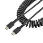 StarTech R2CCC-50C-USB-CABLE Cable de Carga USB-C a USB-C 50 cm Rizado USB 2.0 3A con Refuerzo de Aramida para iPad Pro, Samsung Galaxy, Google Pixel