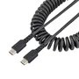 StarTech R2CCC-50C-USB-CABLE Cable de Carga USB-C a USB-C 50 cm Rizado USB 2.0 3A con Refuerzo de Aramida para iPad Pro, Samsung Galaxy, Google Pixel