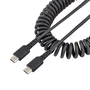 StarTech.com Cable de Carga USB C Rizado de 50 cm, USB 2.0, Negro