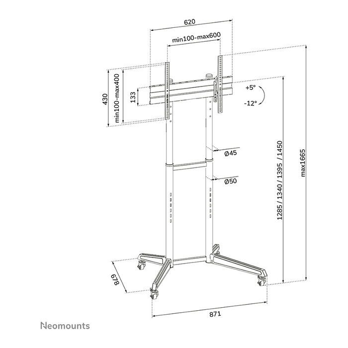 Newstar Neomounts Soporte de Suelo para TV FL50-540BL1, Negro, Acero, para Pantallas de 37 a 70 Pulgadas, Capacidad 50 kg, Base con Ruedas, Gestión de Cables Newstar Neomounts Soporte de Suelo para TV FL50-540BL1, Negro, Acero, para Pantallas de 37 a 70 Pulgadas, Capacidad 50 kg, Base con Ruedas, Gestión de Cables