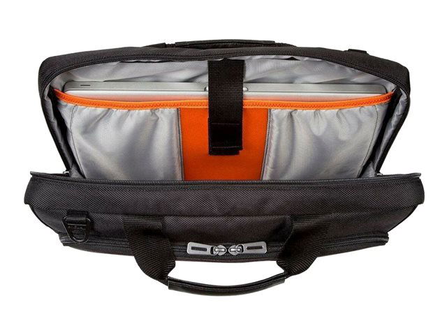 Targus CitySmart Slimline Topload - Maletín Portátil Compacto Acolchado, Compartimento para Laptop de 14" a 15.6", Tableta y Accesorios, Correa de Hombro, Negro/Gris