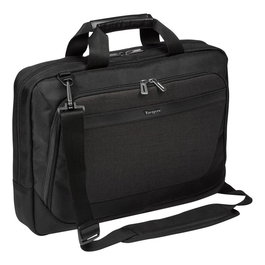 Targus CitySmart Slimline Topload - Maletín Portátil Compacto Acolchado, Compartimento para Laptop de 14" a 15.6", Tableta y Accesorios, Correa de Hombro, Negro/Gris