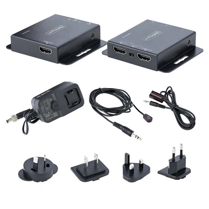 StarTech.com EXTEND-HDMI-4K40C6P1 Extensor HDMI por Cat5e/Cat6 Kit Transmisor Receptor 4K 30Hz hasta 40m 1080p 70m Audio 7.1 Kit IR Incluido Power over Cable