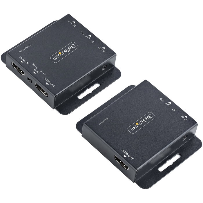 StarTech.com EXTEND-HDMI-4K40C6P1 Extensor HDMI por Cat5e/Cat6 Kit Transmisor Receptor 4K 30Hz hasta 40m 1080p 70m Audio 7.1 Kit IR Incluido Power over Cable