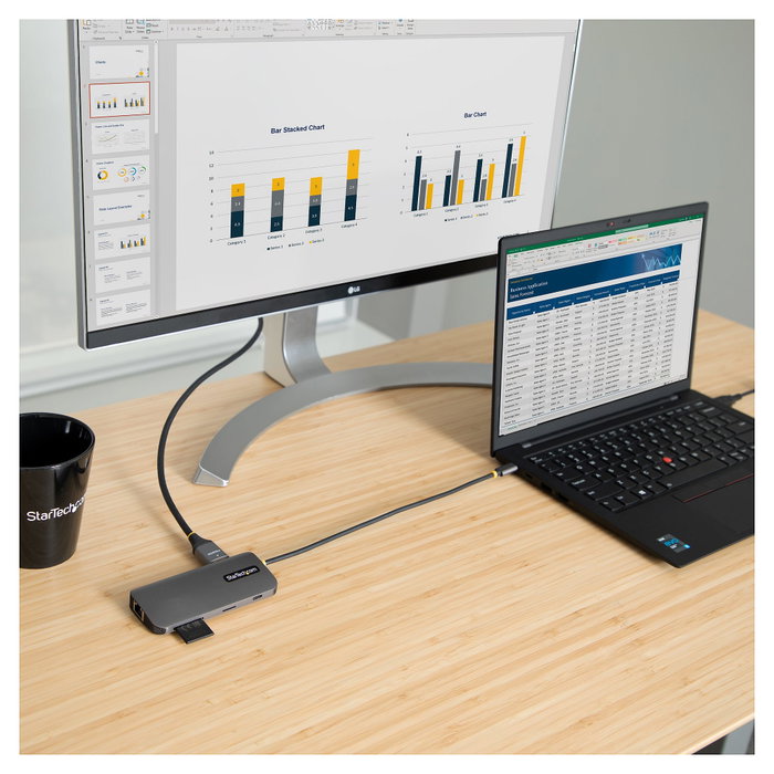 StarTech.com Adaptador Multipuertos USB C 4K 60Hz con Hub USB-A, Ethernet y Carga 100W StarTech.com Adaptador Multipuertos USB C 4K 60Hz con Hub USB-A, Ethernet y Carga 100W