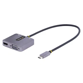 StarTech.com 122-USBC-HDMI-4K-VGA Adaptador Gráfico USB-C a HDMI 2.0b y VGA con Puerto de Audio 3.5mm, Resolución 4K UHD a 60Hz HDR, Power Delivery 3.0 de 100W y Cable de 30cm