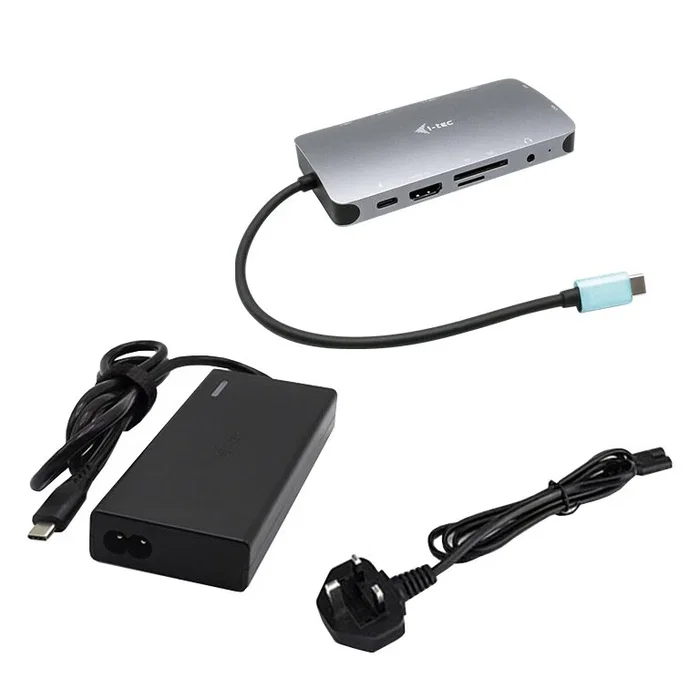 I-tec C31NANOVGA77W Estación de Acoplamiento USB-C Metal con HDMI, VGA, LAN, 3xUSB 3.0, Lector de Tarjetas, Audio, Carga 100W PD + Adaptador de Carga Universal 77W USB-C/USB-A