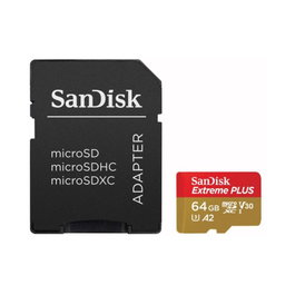 SanDisk Extreme Plus Tarjeta de Memoria MicroSDXC 64 GB A2 V30 UHS-I U3 Clase 10 con Adaptador SD - Velocidad de Lectura 200 MB/s