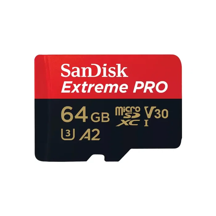 SanDisk Extreme PRO SDSQXAU-064G-GN6MA Tarjeta de memoria MicroSDXC 64 GB UHS-I Clase 10 U3 V30 A2 200 MB/s 140 MB/s Resistente