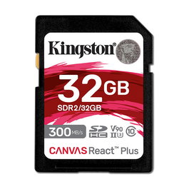Kingston Tarjeta SDHC Canvas React Plus 32GB UHS-II U3 V90 300MB/s Lectura 260MB/s Escritura XC