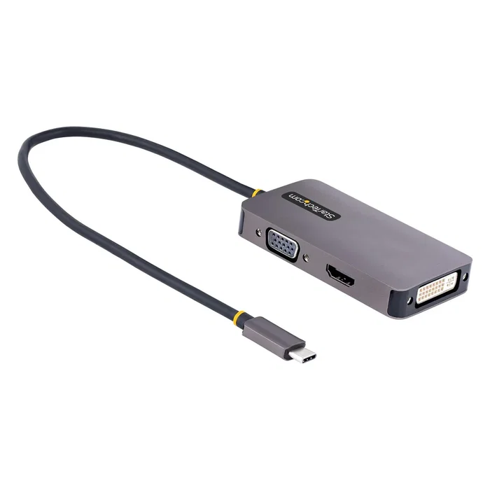 StarTech Adaptador Gráfico USB Type-C a HDMI VGA DVI 4K 60Hz HDR - 118-USBC-HDMI-VGADVI - Color Gris