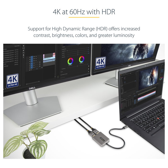 StarTech.com Adaptador USB-C a HDMI Doble MST Hub 4K 60Hz Gris
