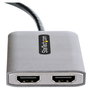 StarTech.com Adaptador USB-C a HDMI Doble MST Hub 4K 60Hz Gris