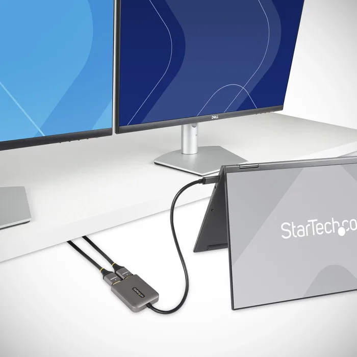 StarTech.com Adaptador Hub MST USB-C a 2 Puertos HDMI 4K 60Hz MST14CD122HD, Negro y Gris