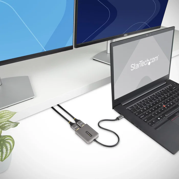 StarTech.com Adaptador Hub MST USB-C a 2 Puertos HDMI 4K 60Hz MST14CD122HD, Negro y Gris