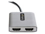 Startech Hub USB-C MST a 2 Puertos HDMI Dual 4K 60Hz - Adaptador Multimonitor con Cable