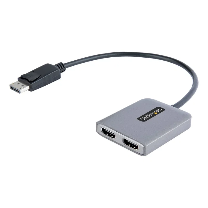 StarTech Hub MST DisplayPort a 2 Puertos HDMI - MST14DP122HD - Divisor de Vídeo para 2 Monitores 4K UHD a 60Hz, HDR, DisplayPort 1.4 con DSC, Plug & Play, Solo Windows (Negro/Gris)