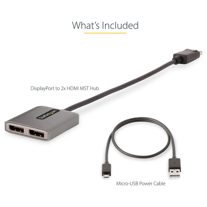 StarTech Hub Divisor MST DisplayPort a Dual HDMI 4K@60Hz DP 1.4 DSC HBR3 Adaptador Multimonitor Hub Concentrador