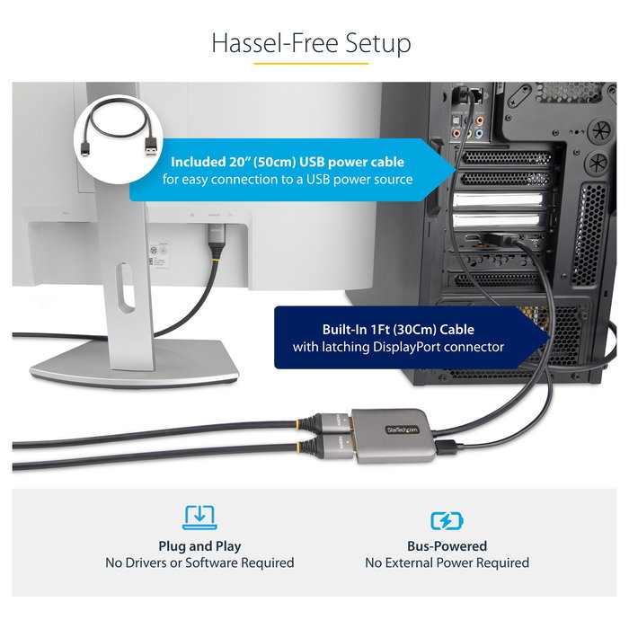 StarTech Hub Divisor MST DisplayPort a Dual HDMI 4K@60Hz DP 1.4 DSC HBR3 Adaptador Multimonitor Hub Concentrador