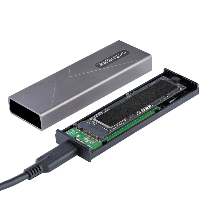 StarTech Caja Externa SSD M.2 USB-C 10Gbps - Compatible con NVMe y SATA - Instalación sin Herramientas - Incluye Cables USB-C y USB-A - Aluminio - M2-USB-C-NVME-SATA