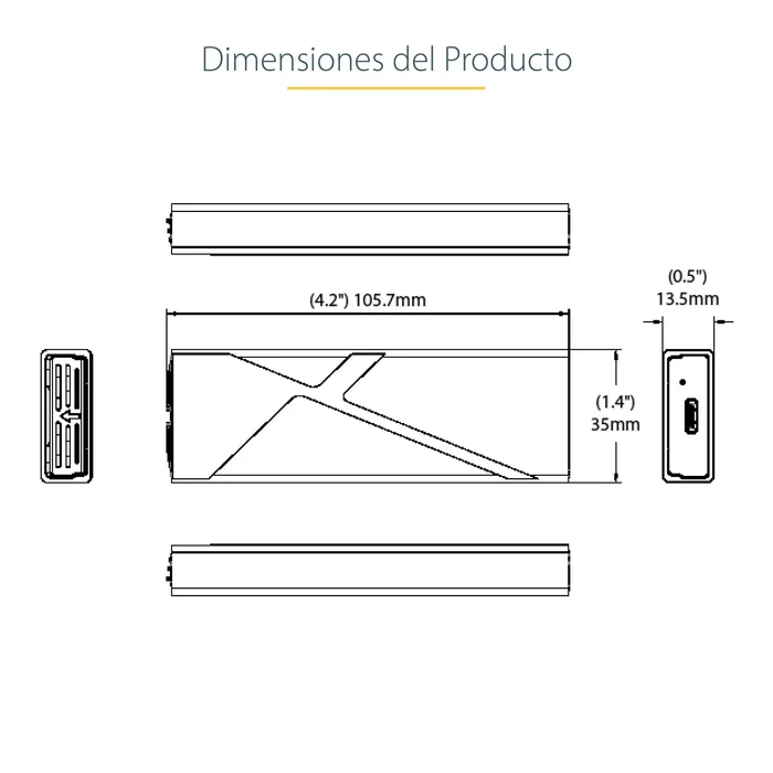 StarTech Caja Externa SSD M.2 USB-C 10Gbps - Compatible con NVMe y SATA - Instalación sin Herramientas - Incluye Cables USB-C y USB-A - Aluminio - M2-USB-C-NVME-SATA