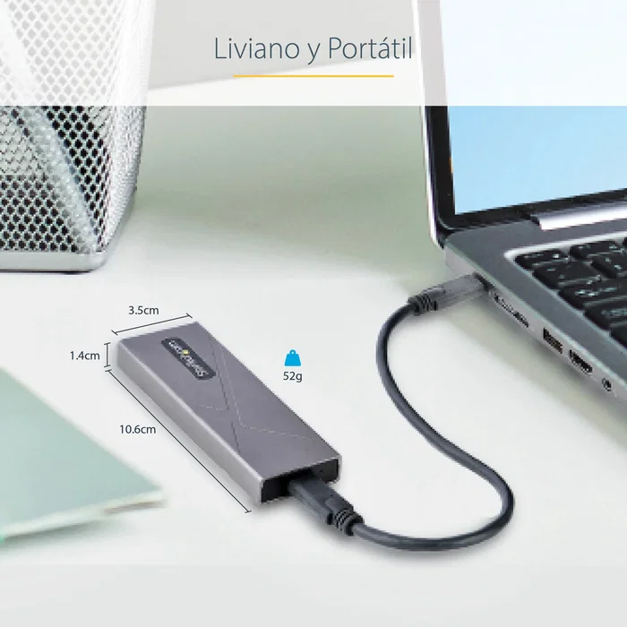 StarTech Caja Externa SSD M.2 USB-C 10Gbps - Compatible con NVMe y SATA - Instalación sin Herramientas - Incluye Cables USB-C y USB-A - Aluminio - M2-USB-C-NVME-SATA
