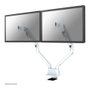 Neomounts FPMA-D750DWHITE2 Brazo de monitor doble giratorio y pivotante para 2 pantallas de 10 a 32 pulgadas, hasta 8 kg cada una, con resorte de gas y soporte Topfix, blanco