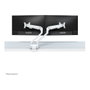 Neomounts FPMA-D750DWHITE2 Brazo de monitor doble giratorio y pivotante para 2 pantallas de 10 a 32 pulgadas, hasta 8 kg cada una, con resorte de gas y soporte Topfix, blanco