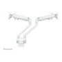 Neomounts FPMA-D750DWHITE2 Brazo de monitor doble giratorio y pivotante para 2 pantallas de 10 a 32 pulgadas, hasta 8 kg cada una, con resorte de gas y soporte Topfix, blanco
