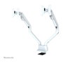 Neomounts FPMA-D750DWHITE2 Brazo de monitor doble giratorio y pivotante para 2 pantallas de 10 a 32 pulgadas, hasta 8 kg cada una, con resorte de gas y soporte Topfix, blanco