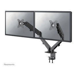 Neomounts DS701-700BL2 Brazo de Monitor con Resorte de Gas Doble para 2 Pantallas de 17 a 27 Pulgadas, Soporte de Abrazadera, 7 kg, VESA 100x100, Negro