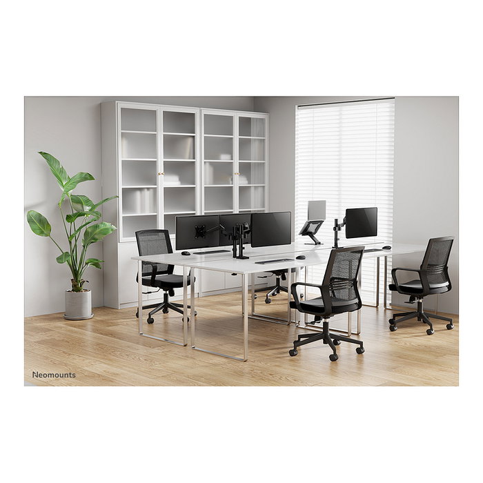Neomounts DS70-750BL2 Brazo de Monitor de Resorte de Gas para Pantallas de 17 a 27 Pulgadas, Soporte de Escritorio con Pinza, Ajuste de Altura y Profundidad, Negro, Hasta 7 kg