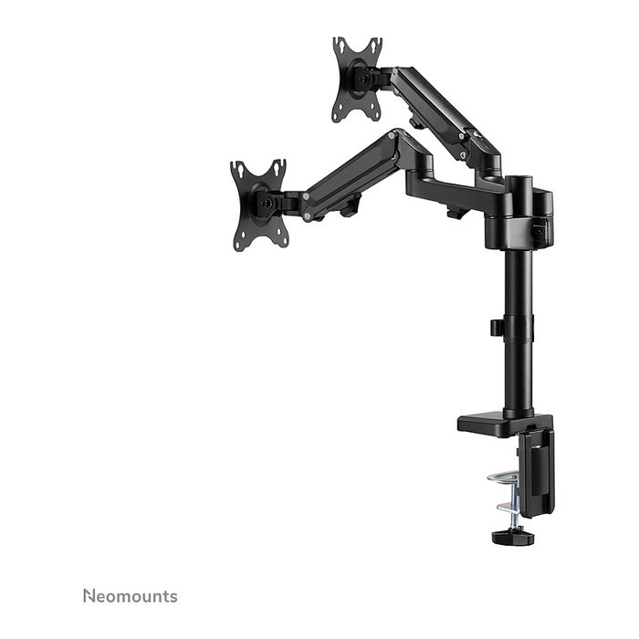 Neomounts DS70-750BL2 Brazo de Monitor de Resorte de Gas para Pantallas de 17 a 27 Pulgadas, Soporte de Escritorio con Pinza, Ajuste de Altura y Profundidad, Negro, Hasta 7 kg