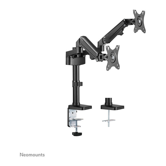 Neomounts DS70-750BL2 Brazo de Monitor de Resorte de Gas para Pantallas de 17 a 27 Pulgadas, Soporte de Escritorio con Pinza, Ajuste de Altura y Profundidad, Negro, Hasta 7 kg