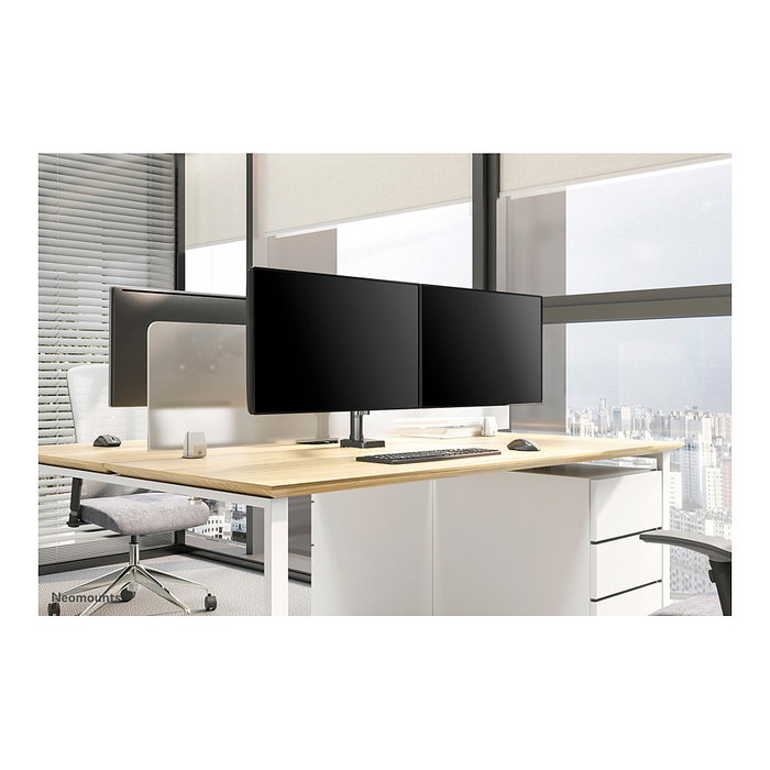 Neomounts DS70-750BL2 Brazo de Monitor de Resorte de Gas para Pantallas de 17 a 27 Pulgadas, Soporte de Escritorio con Pinza, Ajuste de Altura y Profundidad, Negro, Hasta 7 kg
