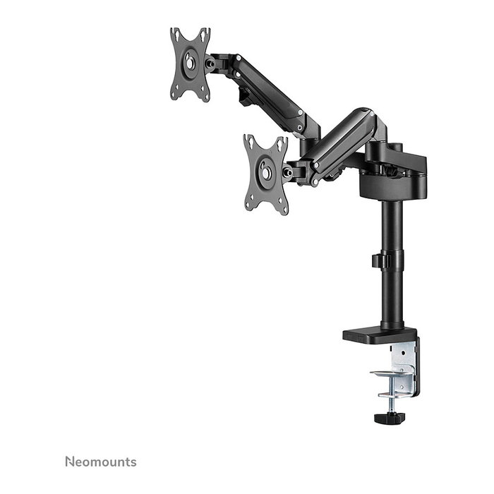 Neomounts DS70-750BL2 Brazo de Monitor de Resorte de Gas para Pantallas de 17 a 27 Pulgadas, Soporte de Escritorio con Pinza, Ajuste de Altura y Profundidad, Negro, Hasta 7 kg