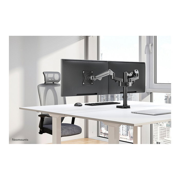 Neomounts DS70-750BL2 Brazo de Monitor de Resorte de Gas para Pantallas de 17 a 27 Pulgadas, Soporte de Escritorio con Pinza, Ajuste de Altura y Profundidad, Negro, Hasta 7 kg