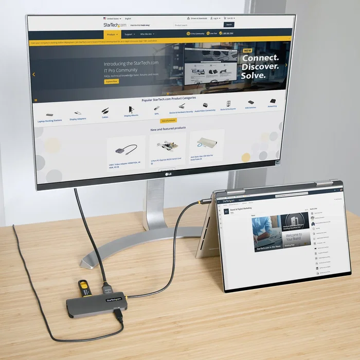 StarTech.com Docking Station USB-C 127B-USBC-MULTIPORT | Hub 6-en-1 con HDMI 4K 60Hz HDR, 3 Puertos USB-A 5Gbps, Ethernet GbE, PD 100W para MacBook, Windows, Thunderbolt 3/4