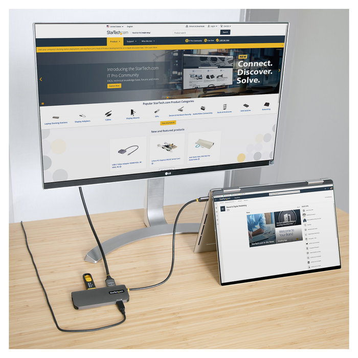 StarTech.com Adaptador Multipuertos USB-C 4K 60Hz, 3x USB-A 3.2, PD 100W, Gris